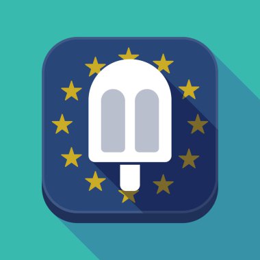 Uzun gölge AB kare düğme bir dondurma ile