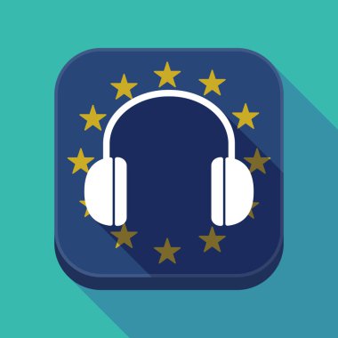 Uzun gölge AB kare düğme bir kulaklık ile