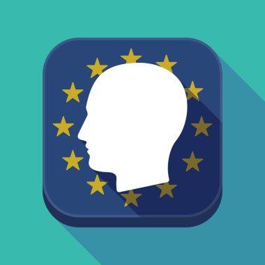 Uzun gölge AB kare düğme erkek bir kafa ile