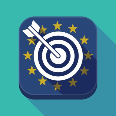 Uzun gölge AB kare düğme bir dart tahtası ile