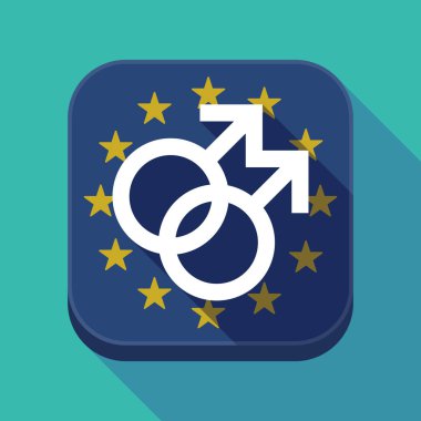 Uzun gölge AB kare düğme gay işaretiyle