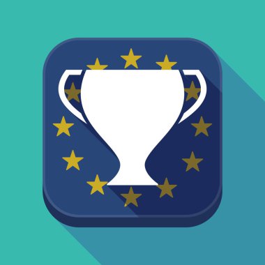 Uzun gölge AB kare düğme ile bir fincan