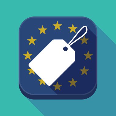 Uzun gölge AB kare düğme etiketi içeren