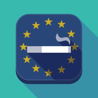 Uzun gölge AB kare düğme bir sigara ile