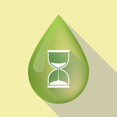 Uzun gölge zeytinyağı açılan bir kum saati ile