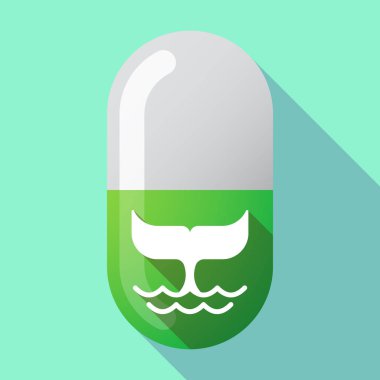 Bir balina kuyruğu uzun gölge hapla