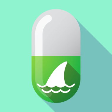 Uzun gölge hap bir Köpekbalığı yüzgeci ile