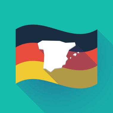 Uzun gölge Almanya bayrağı ile İspanya Haritası