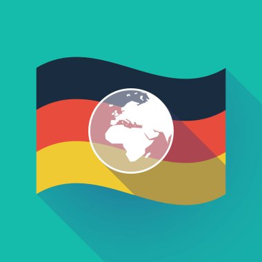 Uzun bir Asya, Afrika ve Avrupa'da regio ile gölge Almanya bayrağı