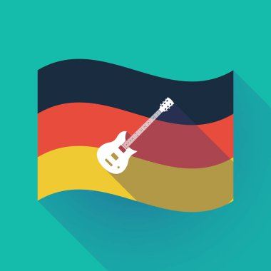 Uzun bir elektro gitar ile gölge Almanya bayrağı