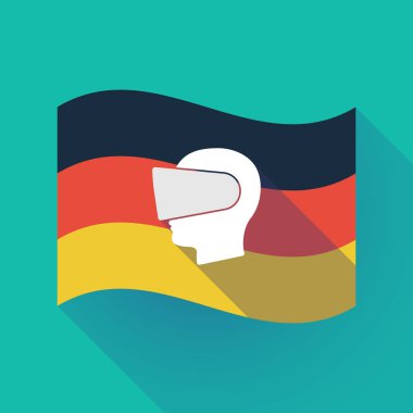 Uzun gölge Almanya bayrağı sanal rea giyen bir erkek başı