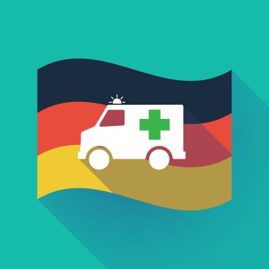 Uzun gölge Almanya bayrağı ile bir ambulans simge