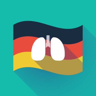 Uzun bir sağlıklı insan akciğer simgesi ile gölge Almanya bayrağı