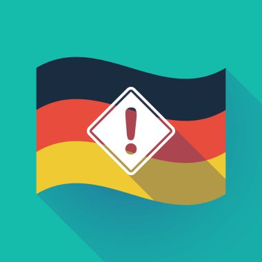 Uzun bir uyarı yol işareti ile Almanya bayrağı gölge