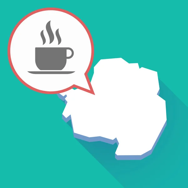 Довгі тіні Антарктиди карту за чашкою кави — стоковий вектор