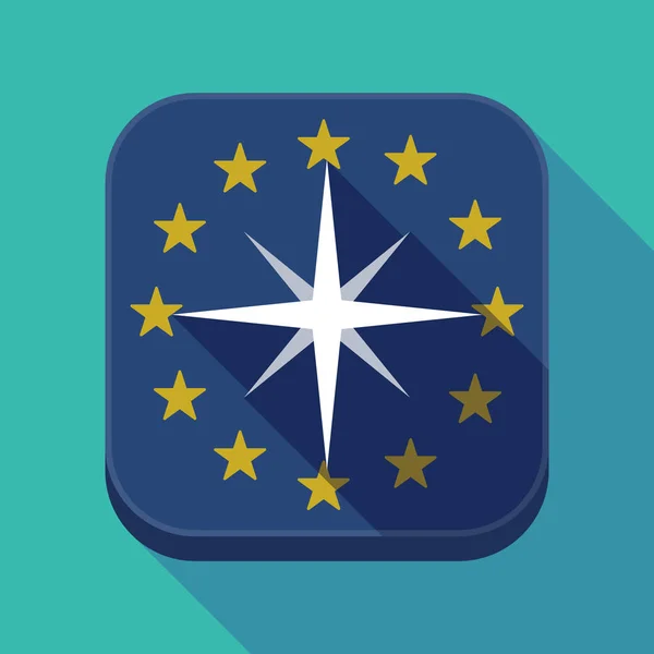 Длинная тень квадратная кнопка ЕС с блеском — стоковый вектор