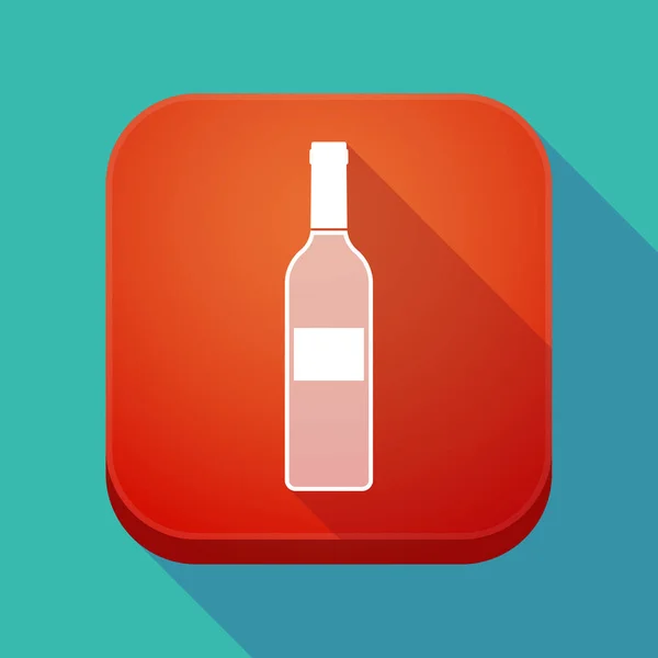 Långa skugga app-knappen med en flaska vin — Stock vektor