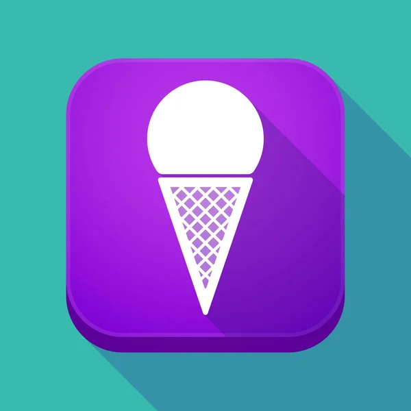 Long shadow app button with a cone ice cream