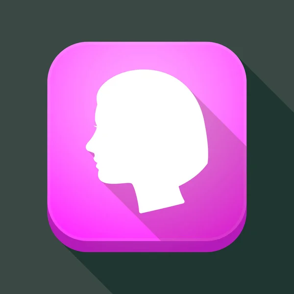 Langer Schatten App-Knopf mit weiblichem Kopf — Stockvektor
