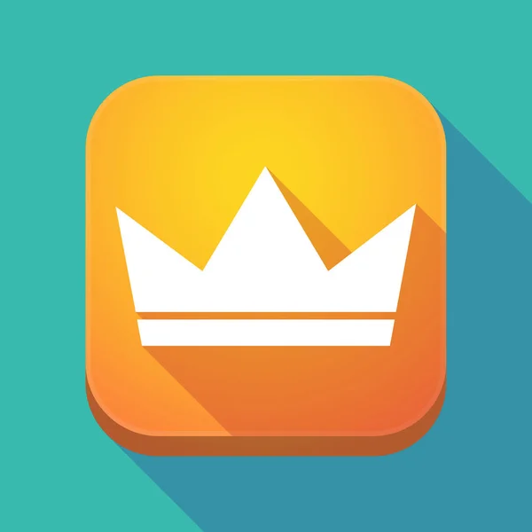 Lange schaduw app knop met een kroon erboven — Stockvector