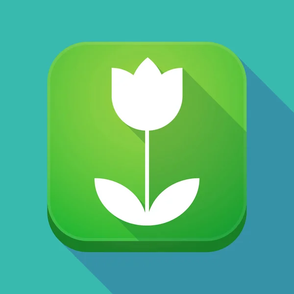 Bouton app ombre longue avec une tulipe — Image vectorielle