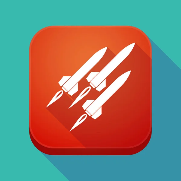 ミサイルと長い影のアプリのボタン — ストックベクタ