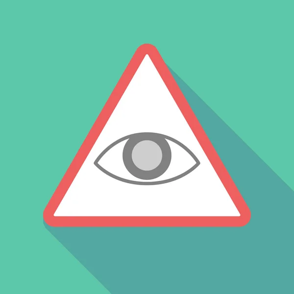 Långa skugga varningssignal med öga — Stock vektor