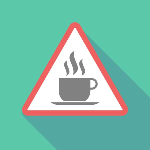 Señal de advertencia de sombra larga con una taza de café — Archivo Imágenes Vectoriales