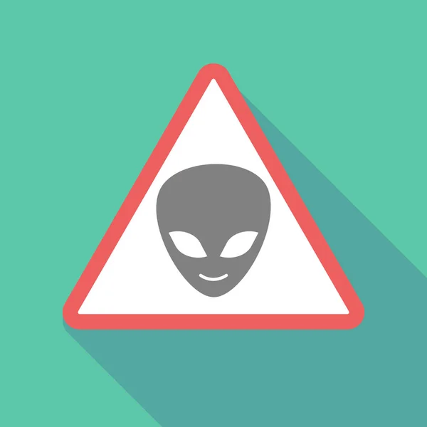 长阴影警告信号与外星人的脸 — 图库矢量图片