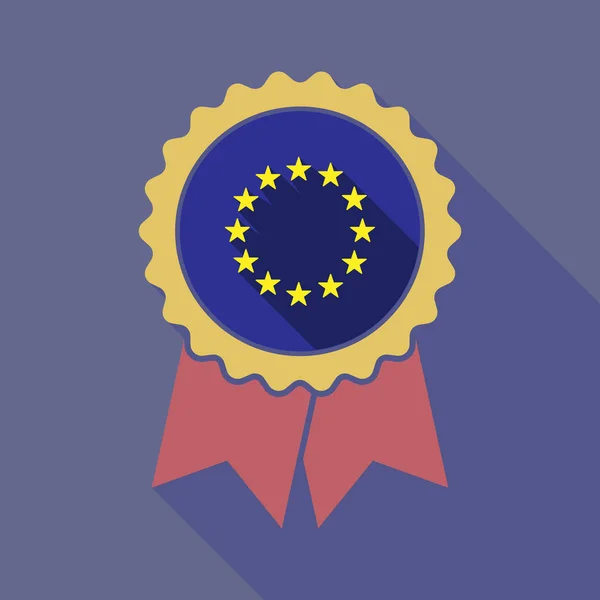 Długi cień odznaka z gwiazdami flagi UE — Wektor stockowy