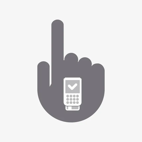 Mão tocando isolado com um ícone de dataphone — Vetor de Stock