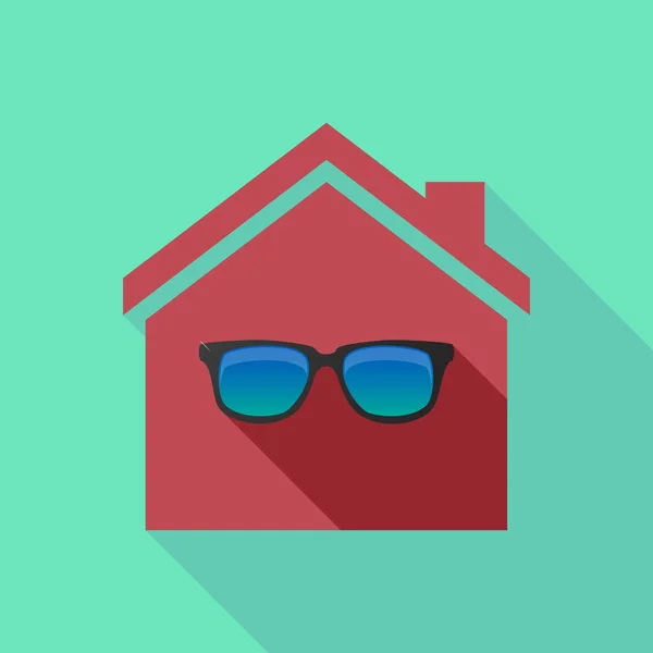 Casa de sombra longa com um ícone de óculos de sol —  Vetores de Stock