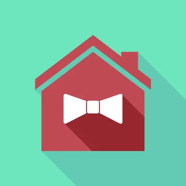 Casa de sombra larga con un icono de corbata de cuello — Vector de stock