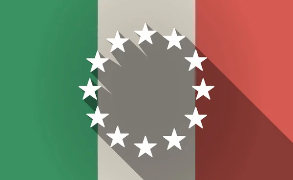 Bandeira de longa sombra Itália com as estrelas da bandeira da UE — Vetor de Stock