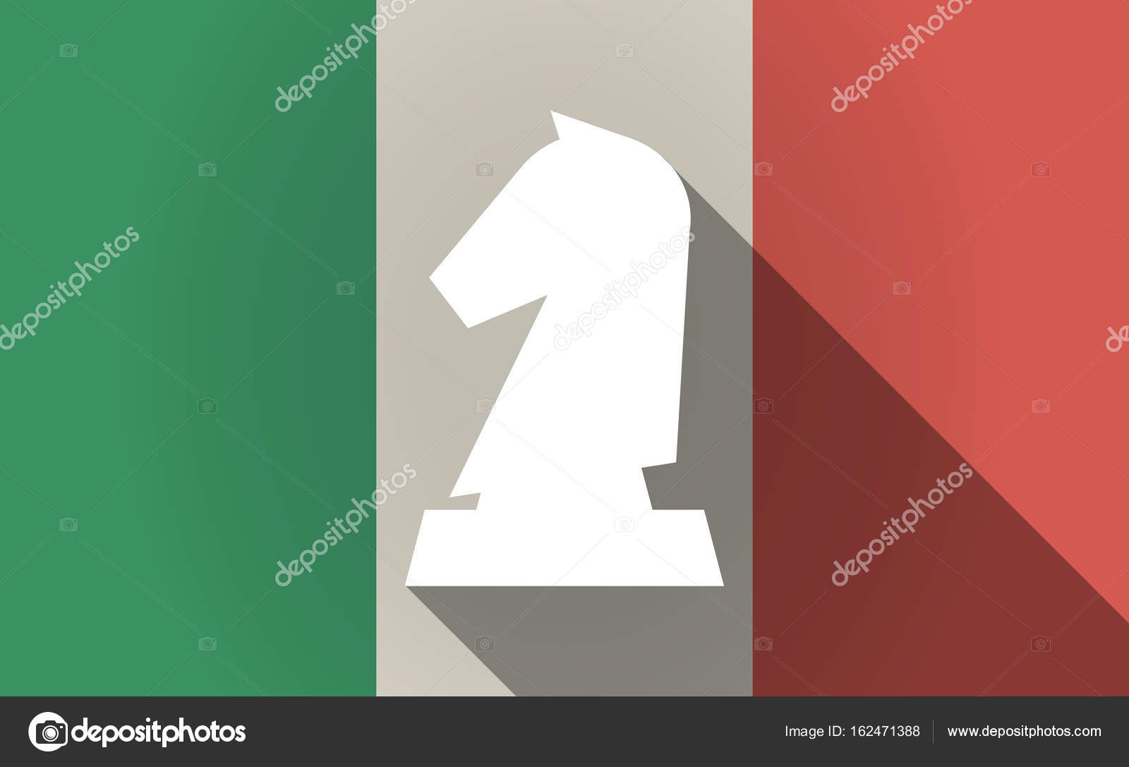長い影の騎士チェス図とイタリアの国旗 ストックベクター C Jpgon