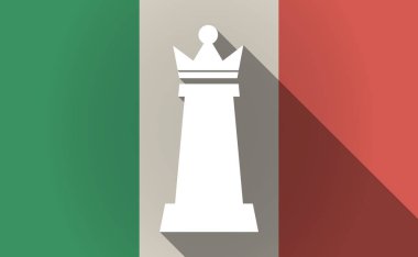 Uzun bir Kraliçe satranç rakam ile gölge İtalya bayrağı