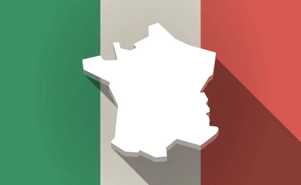 Lange schaduw Italië vlag met de kaart van Frankrijk — Stockvector