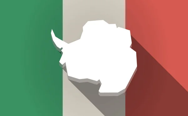 Bandeira longa da Itália com o mapa da Antártida — Vetor de Stock