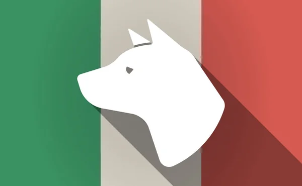 Długi cień flaga Włochy z głową psa — Wektor stockowy