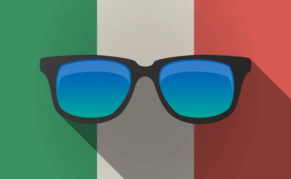 एक धूप का चश्मा प्रतीक के साथ लंबी छाया इटली ध्वज — स्टॉक वेक्टर