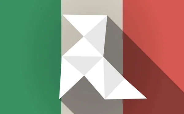 Bandiera lunga Italia ombra con un uccello di carta — Vettoriale Stock