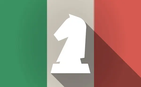 Długi cień flaga Włochy z rycerza w szachach — Wektor stockowy