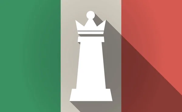 Hosszú árnyék Olaszország zászló egy queen-sakk figura — Stock Vector