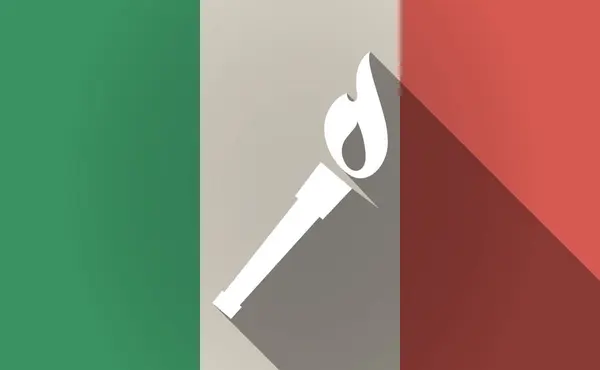 Long shadow Italy flag with  a torch icon — Stock Vector