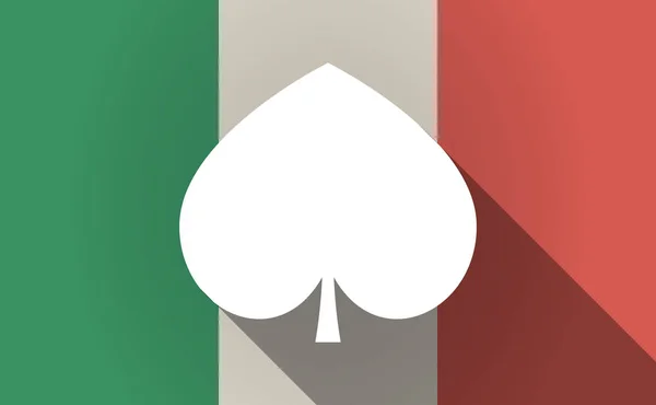Długi cień flaga Włochy kartą pik poker gry znakiem — Wektor stockowy