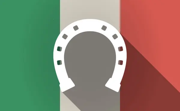 Długi cień Włochy flaga ze znakiem Podkowa — Wektor stockowy