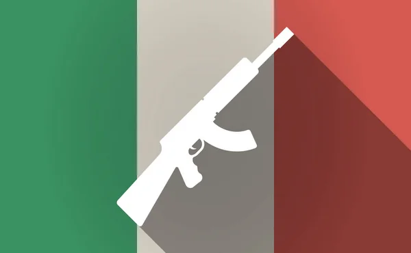 Long shadow Italy flag with  a machine gun sign — Stock Vector