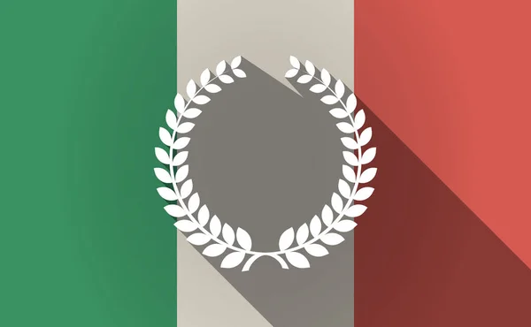 Длинный теневой флаг Италии с лавровым знаком — стоковый вектор