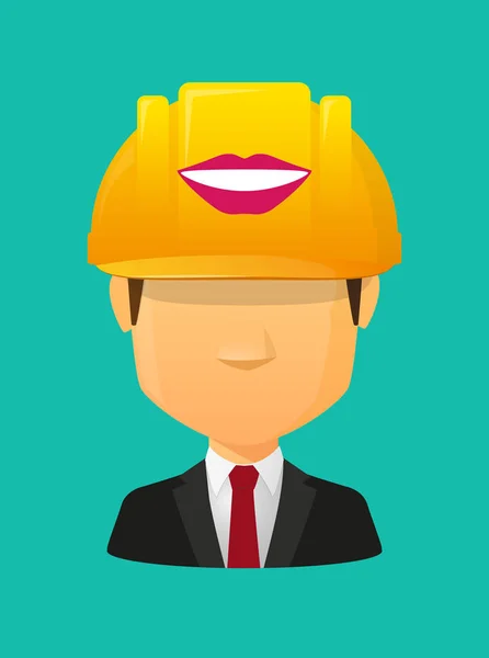 Worker avatar with  a female mouth smiling — Stock Vector