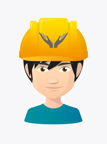 Trabajador avatar con dos manos que ofrece — Vector de stock